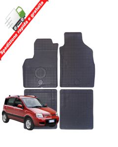 SERIE 4 TAPPETI - TAPPETINI IN GOMMA NERI PER FIAT PANDA II DAL 2003 al 2012