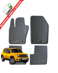 SERIE 4 TAPPETI - TAPPETINI IN GOMMA TPE NERI PER JEEP RENEGADE dal 2014 al 2019
