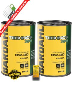 Kit 2 LT OLIO MOTORE BARDAHL TECHNOS XFS F950A 0W30 + Tagliando Adesivo 2lt