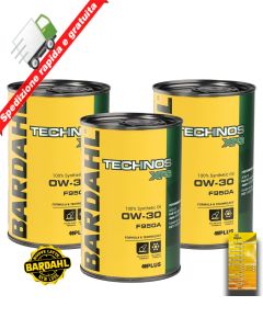 Kit 3 LT OLIO MOTORE BARDAHL TECHNOS XFS F950A 0W30 + Tagliando Adesivo 3lt