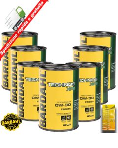 Kit 7 LT OLIO MOTORE BARDAHL TECHNOS XFS F950A 0W30 + Tagliando Adesivo 7lt