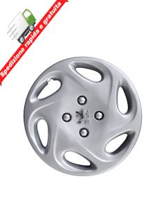 4 BORCHIE - SERIE 4 COPRICERCHI COPPE RUOTA 13" PER PEUGEOT BIPPER LOGO CROMATO