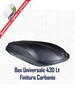 BOX BAULE AUTO DA TETTO PORTAPACCHI PORTATUTTO 430 LT PORTABAGAGLI CARBONIO -