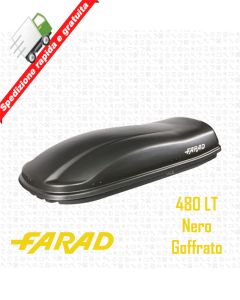 BOX AUTO PORTATUTTO DA TETTO UNIVERSALE FARAD F3 MARLIN 480 LT - NERO GOFFRATO