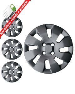 SERIE 4 BORCHIE - 4 COPRICERCHI COPPE RUOTA 14 PER FIAT PANDA DAL 2012 -> NERO
