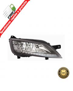 FARO PROIETTORE ANT DESTRO PARABOLA CROMATA LED CORNICE NERA DX FIAT DUCATO 14->