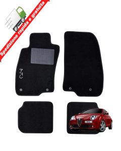 SERIE 4 TAPPETI - TAPPETINI IN MOQUETTE NERI PER ALFA ROMEO MITO DAL 2008 IN POI