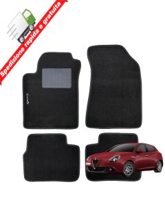 SERIE 4 TAPPETI - TAPPETINI IN MOQUETTE NERI PER GIULIETTA DAL 2010 AL 2014