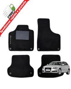 SERIE 4 TAPPETI - TAPPETINI IN MOQUETTE NERI PER AUDI A3 8P SPB DAL 2003 A 2012