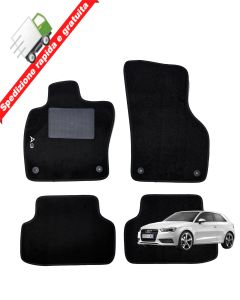 SERIE 4 TAPPETI - TAPPETINI IN MOQUETTE NERI PER AUDI A3 8V1 DAL 2012 AL 2020