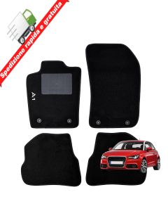 SERIE 4 TAPPETI - TAPPETINI IN MOQUETTE NERI PER AUDI A1 I (8X) dal 2010 al 2018