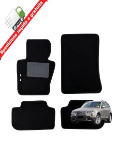 SERIE 4 TAPPETI - TAPPETINI IN MOQUETTE NERI PER BMW X3 E83 DAL 2003 AL 2011