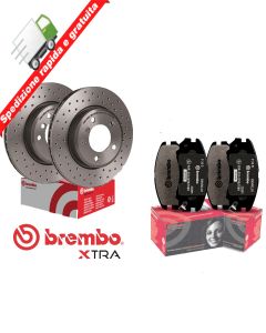 KIT DISCHI FORATI + PASTIGLIE BREMBO ANTERIORI NISSAN NOTE 05->12 260MM