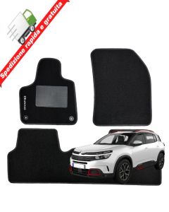 SERIE 4 TAPPETI - TAPPETINI IN MOQUETTE NERI PER CITROEN C5 AIRCROSS DAL 2018 ->