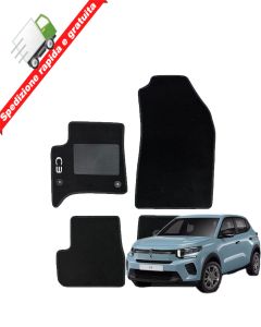 Serie 4 TAPPETI - TAPPETINI in Moquette Neri per CITROEN C3 IBRIDA - 2025 in poi