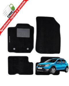 SERIE 4 TAPPETI - TAPPETINI IN MOQUETTE NERI PER SANDERO STEPWAY dal 2012 - 2021