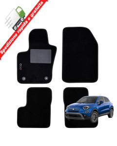 SERIE 4 TAPPETI - TAPPETINI IN MOQUETTE NERI PER FIAT 500X DAL 2018 IN POI