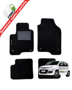 SERIE 4 TAPPETI - TAPPETINI IN MOQUETTE NERI PER FIAT PANDA III DAL 2012  