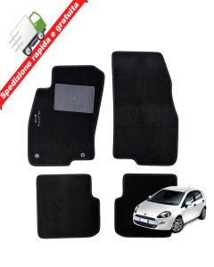 SERIE 4 TAPPETI - TAPPETINI IN MOQUETTE NERI PER FIAT PUNTO EVO DAL 2008 IN POI