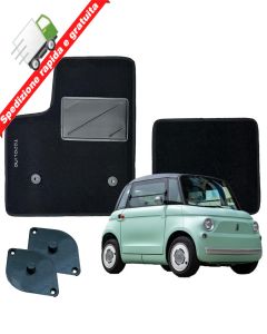 SERIE 2 TAPPETI - TAPPETINI IN MOQUETTE NERI PER FIAT TOPOLINO 2023+ Kit Agganci