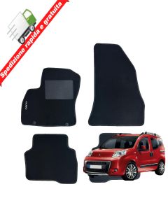 SERIE 4 TAPPETI - TAPPETINI IN MOQUETTE NERI PER FIAT QUBO DAL 2008 IN POI