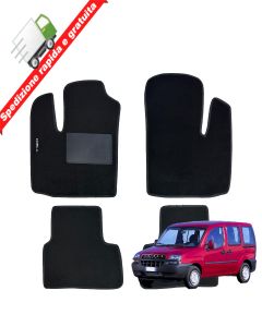 SERIE 4 TAPPETI - TAPPETINI IN MOQUETTE NERI PER FIAT DOBLO DAL 2001 AL 2009