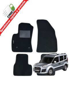 SERIE 4 TAPPETI - TAPPETINI IN MOQUETTE NERI PER FIAT DOBLO DAL 2009 AL 2023