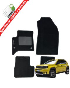 Serie 4 TAPPETI - TAPPETINI in Moquette Neri per FIAT GRANDE PANDA 2025-> IBRIDA