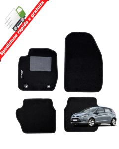 SERIE 4 TAPPETI - TAPPETINI IN MOQUETTE NERI PER FORD FIESTA VI DAL 2008 AL 2011