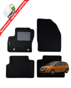 SERIE 4 TAPPETI - TAPPETINI IN MOQUETTE NERI PER FORD C-MAX I DAL 2003 AL 2010