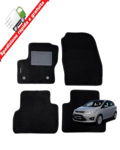 SERIE 4 TAPPETI - TAPPETINI IN MOQUETTE NERI PER FORD C-MAX II DAL 2010 AL 2015