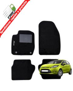 SERIE 4 TAPPETI - TAPPETINI IN MOQUETTE NERI PER FORD FIESTA VI DAL 2011 AL 2017