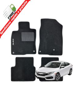 SERIE 4 TAPPETI - TAPPETINI IN MOQUETTE NERI PER HONDA CIVIC X DAL 2017 AL 2021