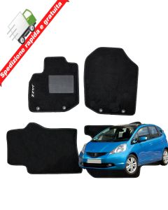 SERIE 4 TAPPETI - TAPPETINI IN MOQUETTE NERI PER HONDA JAZZ DAL 2008 AL 2013