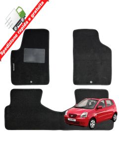 SERIE 4 TAPPETI - TAPPETINI IN MOQUETTE NERI PER PICANTO I dal 2004 al 2011