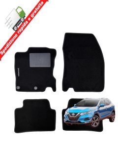 SERIE 4 TAPPETI - TAPPETINI IN MOQUETTE NERI PER NISSAN QASHQAI II DA 2014 AL 19