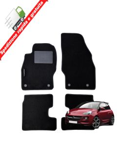 SERIE 4 TAPPETI - TAPPETINI IN MOQUETTE NERI PER OPEL ADAM DAL 2013 AL 2019