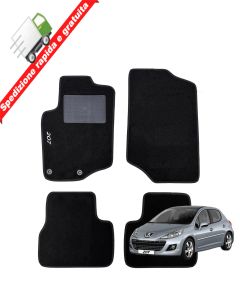 SERIE 4 TAPPETI - TAPPETINI IN MOQUETTE NERI PER PEUGEOT 207 DAL 2006 AL 2012