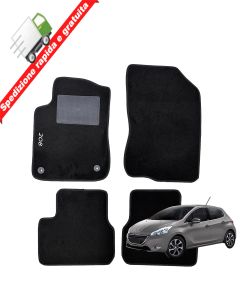 SERIE 4 TAPPETI - TAPPETINI IN MOQUETTE NERI PER PEUGEOT 208 DAL 2012 AL 2019