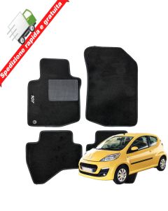 SERIE 4 TAPPETI - TAPPETINI IN MOQUETTE NERI PER PEUGEOT 107 DAL 2005 AL 2014