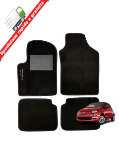 SERIE 4 TAPPETI - TAPPETINI IN MOQUETTE NERI PER FIAT 500 DAL 2007 AL 2012