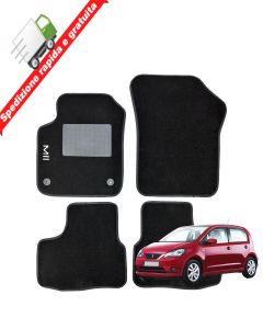 Serie 4 TAPPETI - TAPPETINI in Moquette Neri per SEAT MII dal 2011 in poi
