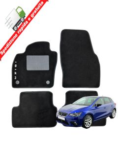 Serie 4 TAPPETI - TAPPETINI in Moquette Neri per SEAT IBIZA V dal 2017 in poi