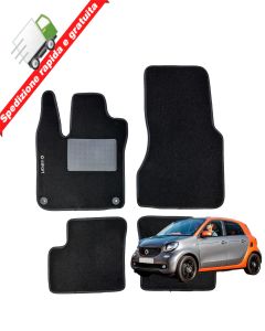 SERIE 4 TAPPETI - TAPPETINI IN MOQUETTE NERI PER FORFOUR 453 dal 2014 in poi