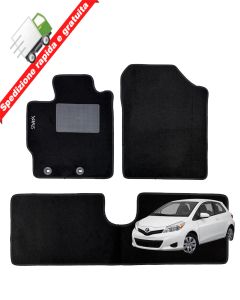 SERIE 4 TAPPETI - TAPPETINI IN MOQUETTE NERI PER TOYOTA YARIS III DA 2011 A 2020