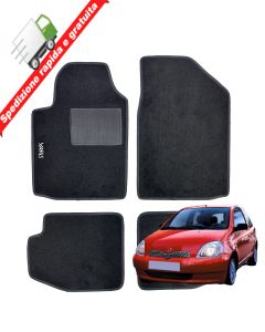 SERIE 4 TAPPETI - TAPPETINI IN MOQUETTE NERI PER YARIS 3 porte dal 1999 al 2005