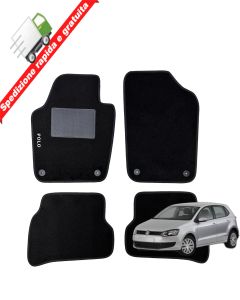 SERIE 4 TAPPETI - TAPPETINI IN MOQUETTE NERI PER VOLKSWAGEN POLO V 6R DAL 2009