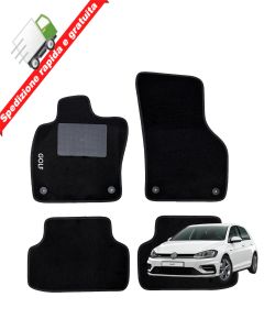 SERIE 4 TAPPETI - TAPPETINI IN MOQUETTE NERI PER VOLKSWAGEN GOLF 7 2012 AL 2019