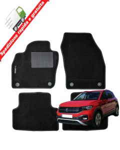 SERIE 4 TAPPETI - TAPPETINI IN MOQUETTE NERI PER VOLKSWAGEN T-CROSS DAL 2018 ->