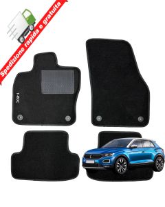 SERIE 4 TAPPETI - TAPPETINI IN MOQUETTE NERI PER VOLKSWAGEN T-ROC DAL 2017 ->